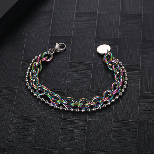 Stainless Steel Double Layer Splicing Bracelet