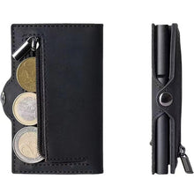 Load image into Gallery viewer, MOQ200 New RFID retro Crazy Horse skin automatic pop-up card aluminum box wallet multi-card coin bag ultra-thin card bag