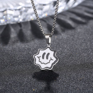 Stainless Steel Cartoon Smiley Face Pendant Necklace