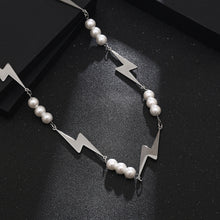 Load image into Gallery viewer, Stainless Steel Lightning Spliced Pearl Trend Necklace