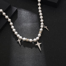 Load image into Gallery viewer, Stainless Steel Metal Spliced Pearl Cross Trend Necklace
