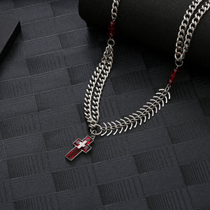 Stainless Steel Red Cross Minimalism Fashion Necklace
