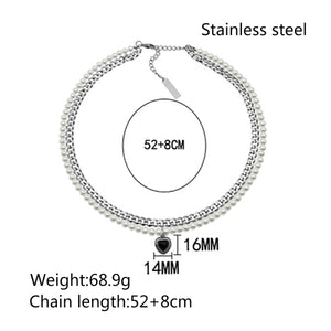Stainless Steel Love Aritificial Pearls Fashion Necklace