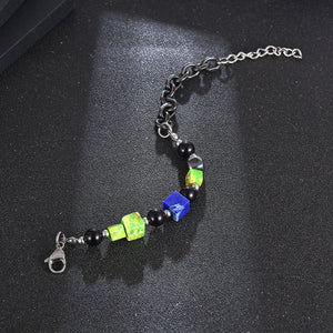 Stainless Steel Retro Three-dimensional Square Pearl Bracelet