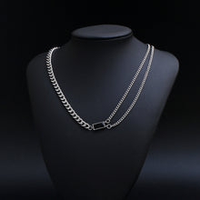Load image into Gallery viewer, Stainless Steel Double Layer Splicing Square Diamond  Cuban Necklace