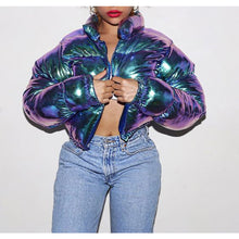 Load image into Gallery viewer, Autumn and winter cotton-padded jacket bright metal short women&#39;s cotton-padded jacket