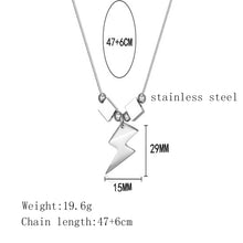 Load image into Gallery viewer, Stainless Steel Block Lightning Pendant Necklace