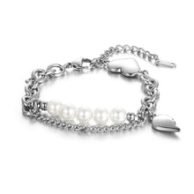 Load image into Gallery viewer, Stainless Steel Love Aritificial Pearls Fashion Bracelet