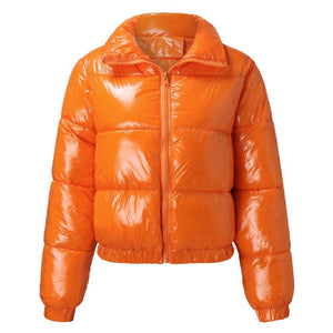 Autumn and winter cotton-padded jacket bright metal short women's cotton-padded jacket