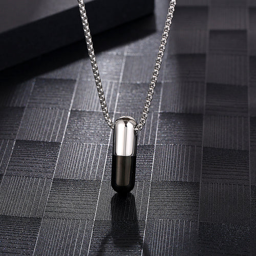 Stainless Steel Capsule Trend Pendant Necklace