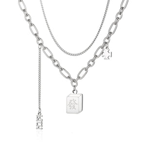 Stainless Steel Mahjong Wealth Trend Necklace