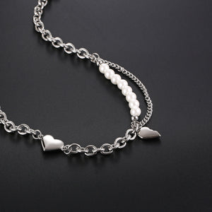 Stainless Steel Love Artificial Pearls Fashion Necklace