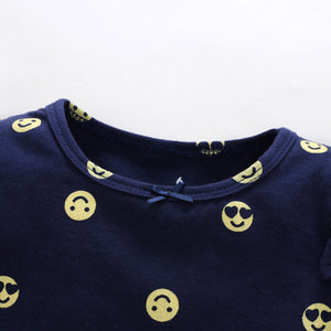 Fall 2018 new cotton camouflage smiley face print jumpsuit triangle-hayi newborn baby baby crawling suit