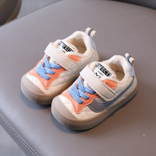 Children's fleece sports shoes  retro baby shoes fashion boy two cotton toddler shoes winter new
