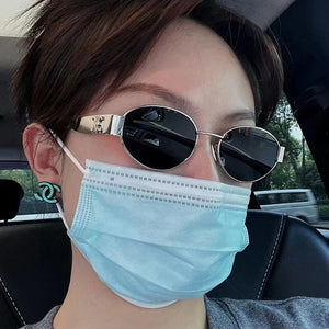 Gold-rimmed sunglasses sunscreen women's new all face high-grade retro metal oval myopic sun