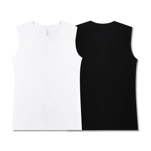 Two sets of pure cotton fitness sport sleeveless vest for men loose in summer with a white T-shirt vest base