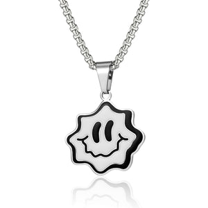 Stainless Steel Cartoon Smiley Face Pendant Necklace