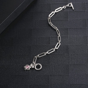 Stainless Steel Pink Diamond Little Bear Trend Bracelet