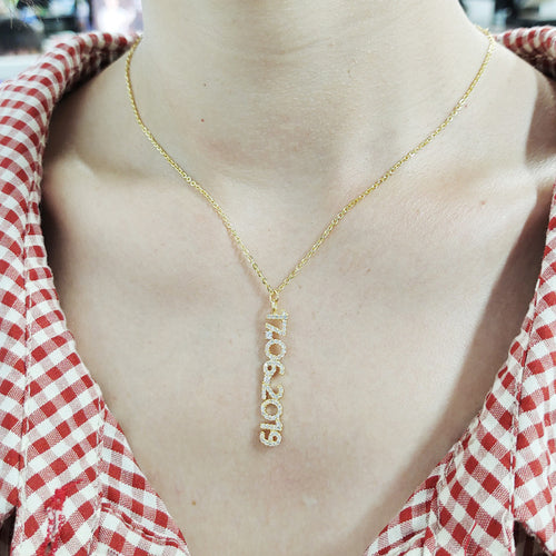 Custom 6mm zircon date necklace number birth year birthday pendant chain jewelry